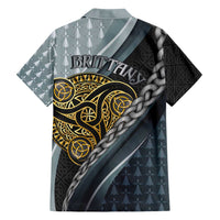 Brittany Triskele Celtic Family Matching Short Sleeve Bodycon Dress and Hawaiian Shirt Silver and Gold Sporty Style - Wonder Print Shop