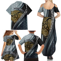 Brittany Triskele Celtic Family Matching Summer Maxi Dress and Hawaiian Shirt Silver and Gold Sporty Style - Wonder Print Shop
