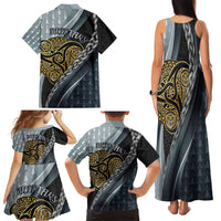 Brittany Triskele Celtic Family Matching Tank Maxi Dress and Hawaiian Shirt Silver and Gold Sporty Style - Wonder Print Shop