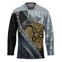 Brittany Triskele Celtic Hockey Jersey Silver and Gold Sporty Style - Wonder Print Shop