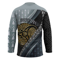 Brittany Triskele Celtic Hockey Jersey Silver and Gold Sporty Style - Wonder Print Shop