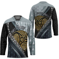 Brittany Triskele Celtic Hockey Jersey Silver and Gold Sporty Style - Wonder Print Shop