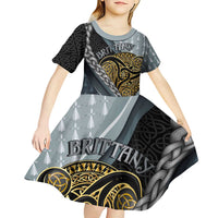 Brittany Triskele Celtic Kid Short Sleeve Dress Silver and Gold Sporty Style - Wonder Print Shop