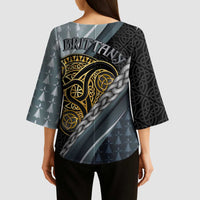 Brittany Triskele Celtic Kimono Sleeve Blouse Silver and Gold Sporty Style - Wonder Print Shop