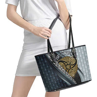 Brittany Triskele Celtic Leather Tote Bag Silver and Gold Sporty Style - Wonder Print Shop