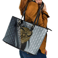 Brittany Triskele Celtic Leather Tote Bag Silver and Gold Sporty Style - Wonder Print Shop