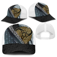 Brittany Triskele Celtic Mesh Trucker Cap Silver and Gold Sporty Style - Wonder Print Shop