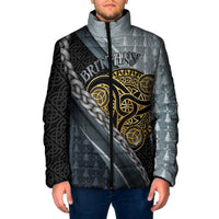 Brittany Triskele Celtic Padded Jacket Silver and Gold Sporty Style - Wonder Print Shop