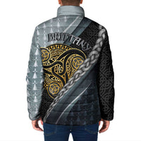 Brittany Triskele Celtic Padded Jacket Silver and Gold Sporty Style - Wonder Print Shop