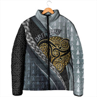 Brittany Triskele Celtic Padded Jacket Silver and Gold Sporty Style - Wonder Print Shop