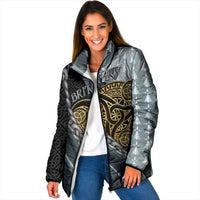 Brittany Triskele Celtic Padded Jacket Silver and Gold Sporty Style - Wonder Print Shop