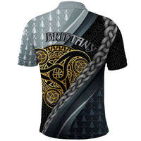 Brittany Triskele Celtic Polo Shirt Silver and Gold Sporty Style - Wonder Print Shop