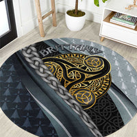 Brittany Triskele Celtic Round Carpet Silver and Gold Sporty Style - Wonder Print Shop
