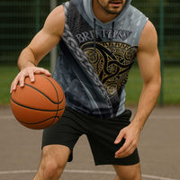 Brittany Triskele Celtic Sleeveless Hoodie Silver and Gold Sporty Style - Wonder Print Shop