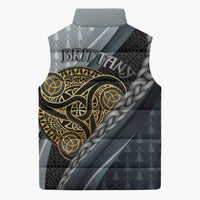 Brittany Triskele Celtic Sleeveless Puffer Jacket Silver and Gold Sporty Style - Wonder Print Shop