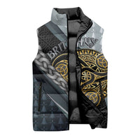 Brittany Triskele Celtic Sleeveless Puffer Jacket Silver and Gold Sporty Style - Wonder Print Shop