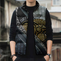 Brittany Triskele Celtic Sleeveless Puffer Jacket Silver and Gold Sporty Style - Wonder Print Shop