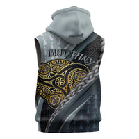 Brittany Triskele Celtic Sleeveless Zip Hoodie Silver and Gold Sporty Style - Wonder Print Shop