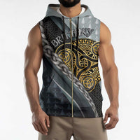 Brittany Triskele Celtic Sleeveless Zip Hoodie Silver and Gold Sporty Style - Wonder Print Shop