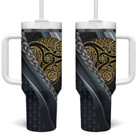 Brittany Triskele Celtic Tumbler With Handle Silver and Gold Sporty Style - Wonder Print Shop