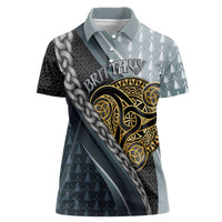 Brittany Triskele Celtic Women Polo Shirt Silver and Gold Sporty Style - Wonder Print Shop