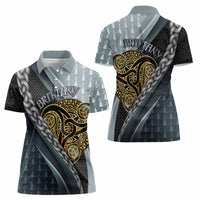 Brittany Triskele Celtic Women Polo Shirt Silver and Gold Sporty Style - Wonder Print Shop