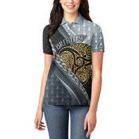 Brittany Triskele Celtic Women Polo Shirt Silver and Gold Sporty Style - Wonder Print Shop
