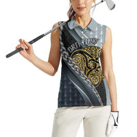 Brittany Triskele Celtic Women Sleeveless Polo Shirt Silver and Gold Sporty Style - Wonder Print Shop