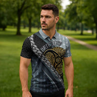 Brittany Triskele Celtic Zipper Polo Shirt Silver and Gold Sporty Style - Wonder Print Shop