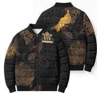 Cornwall Celtic-Chough and Knot Bomber Puffer Jacket - Wonder Print Shop