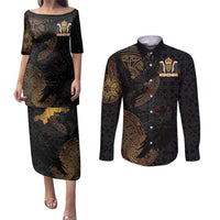 Cornwall Celtic-Chough and Knot Couples Matching Puletasi and Long Sleeve Button Shirt - Wonder Print Shop