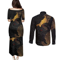 Cornwall Celtic-Chough and Knot Couples Matching Puletasi and Long Sleeve Button Shirt - Wonder Print Shop