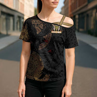 Cornwall Celtic-Chough and Knot Cross Shoulder Shirt - Wonder Print Shop