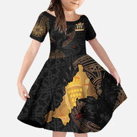 Cornwall Celtic-Chough and Knot Family Matching Off Shoulder Maxi Dress and Hawaiian Shirt - Wonder Print Shop