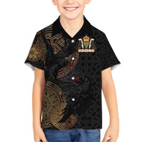 Cornwall Celtic-Chough and Knot Family Matching Short Sleeve Bodycon Dress and Hawaiian Shirt - Wonder Print Shop