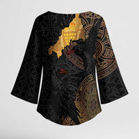 Cornwall Celtic-Chough and Knot Kimono Sleeve Blouse - Wonder Print Shop