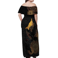 Cornwall Celtic-Chough and Knot Off Shoulder Maxi Dress - Wonder Print Shop