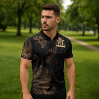 Cornwall Celtic-Chough and Knot Zipper Polo Shirt - Wonder Print Shop