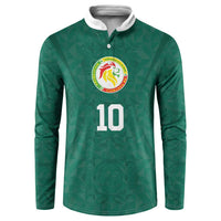 Custom Senegal Football Button Sweatshirt Traditional Senegalese Fabric Sporty Style