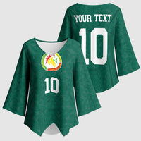 Custom Senegal Football Kimono Sleeve Blouse Traditional Senegalese Fabric Sporty Style