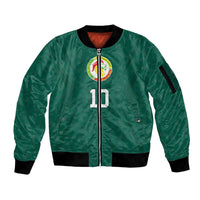 Custom Senegal Football Sleeve Zip Bomber Jacket Traditional Senegalese Fabric Sporty Style