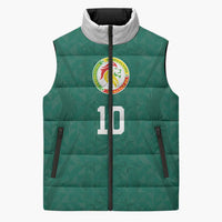 Custom Senegal Football Sleeveless Puffer Jacket Traditional Senegalese Fabric Sporty Style