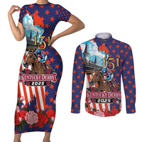 Kentucky Horses Racing 2025 Couples Matching Short Sleeve Bodycon Dress and Long Sleeve Button Shirt Anniversary 151st The Race for the Roses