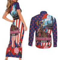 Kentucky Horses Racing 2025 Couples Matching Short Sleeve Bodycon Dress and Long Sleeve Button Shirt Anniversary 151st The Race for the Roses
