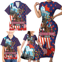 Kentucky Horses Racing 2025 Family Matching Short Sleeve Bodycon Dress and Hawaiian Shirt Anniversary 151st The Race for the Roses