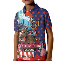 Kentucky Horses Racing 2025 Kid Polo Shirt Anniversary 151st The Race for the Roses
