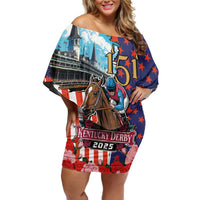 Kentucky Horses Racing 2025 Off Shoulder Short Dress Anniversary 151st The Race for the Roses