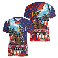 Kentucky Horses Racing 2025 Women V-Neck T-Shirt Anniversary 151st The Race for the Roses