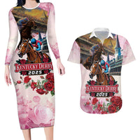 Kentucky Horses Racing 2025 Couples Matching Long Sleeve Bodycon Dress and Hawaiian Shirt Churchill Downs The Race for the Roses