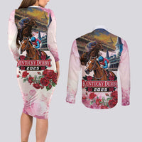 Kentucky Horses Racing 2025 Couples Matching Long Sleeve Bodycon Dress and Long Sleeve Button Shirt Churchill Downs The Race for the Roses